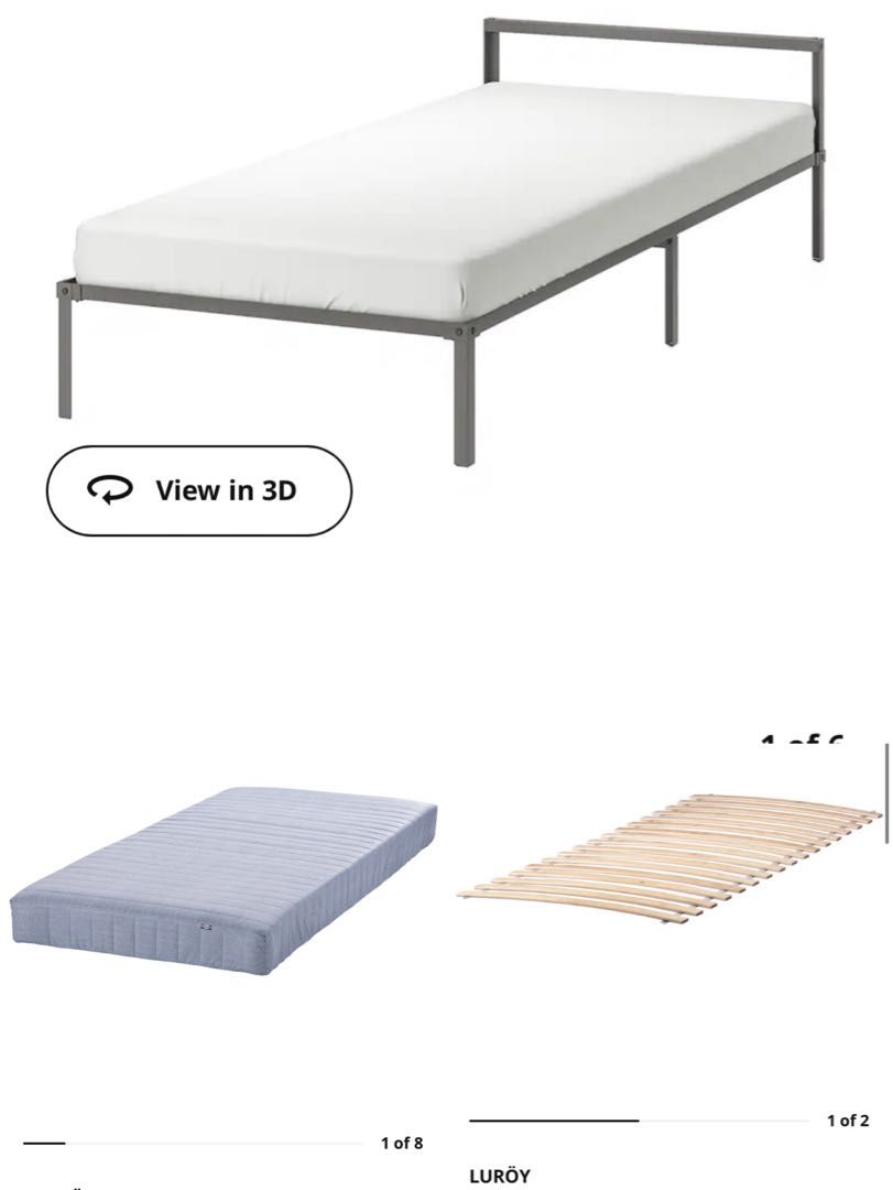 IKEA bed frame and mattress, Furniture & Home Living, Furniture, Bed Frames & Mattresses on
