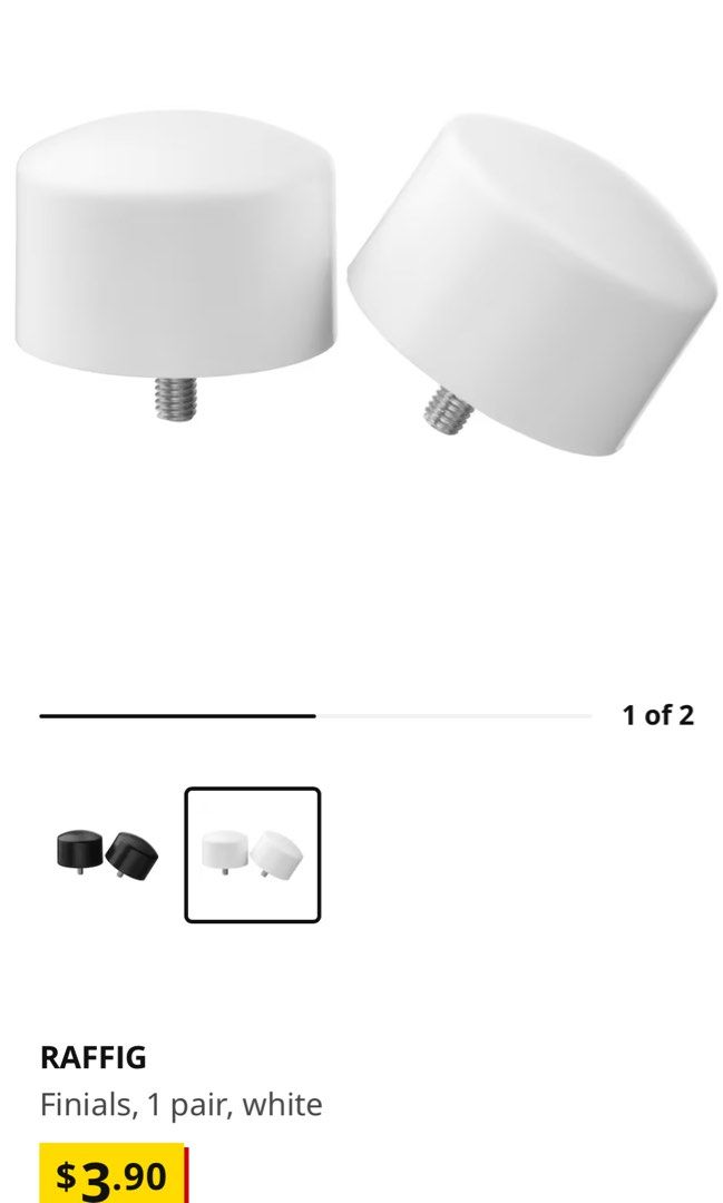 IKEA HUGAD curtain rod + RAFFIG Finials, Furniture & Home Living, Home