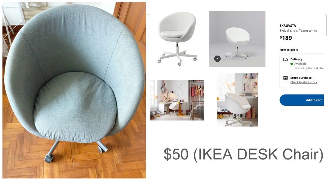 Ikea skruvsta swivel desk chair, Furniture & Home Living, Furniture