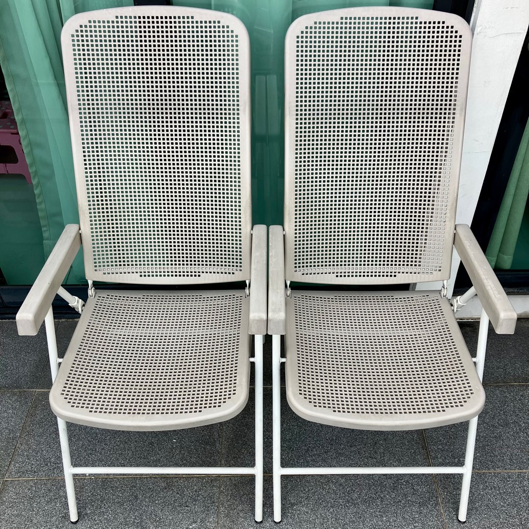 IKEA TORPARO Reclining chair, outdoor, white/grey, Furniture & Home