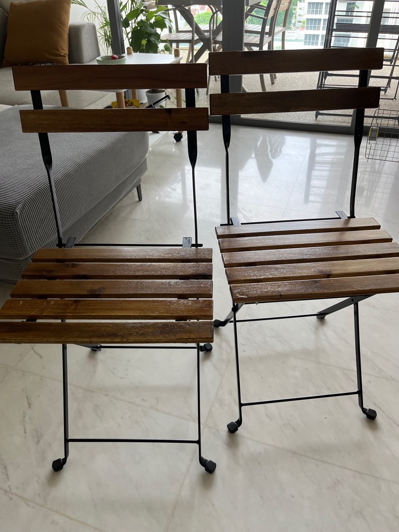 IKEA wooden foldable outdoor chairs, Furniture & Home Living, Furniture