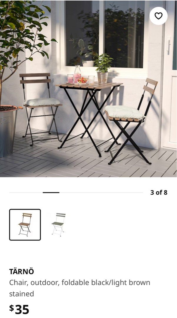 IKEA wooden foldable outdoor chairs, Furniture & Home Living, Furniture