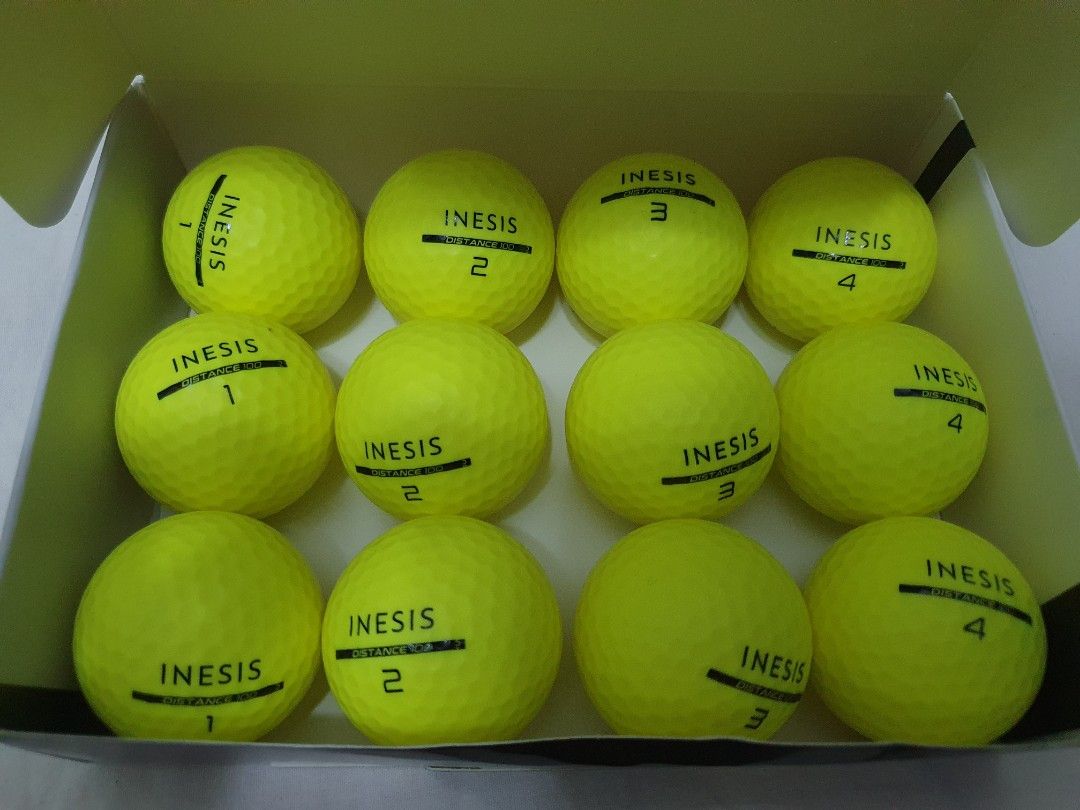 Inesis Distance 100 golf ball x12 yellow, Sports Equipment, Sports