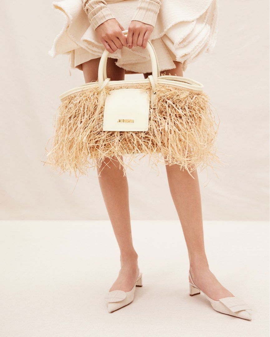 Jacquemus raffia sale tote