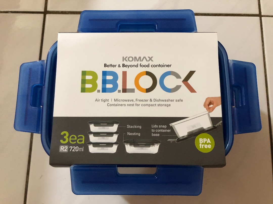 Komax B.B. Lock Rectangular Container Set – 720ml x3, Furniture & Home ...