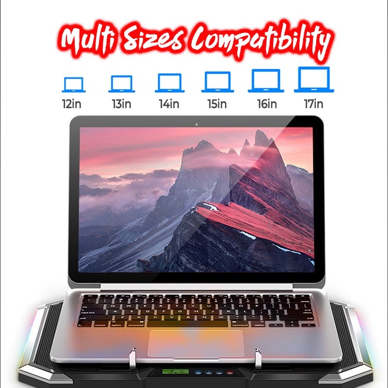 Laptop Cooler with Cool Lights, 6 Fans Laptop Cooling Pad, Computers ...