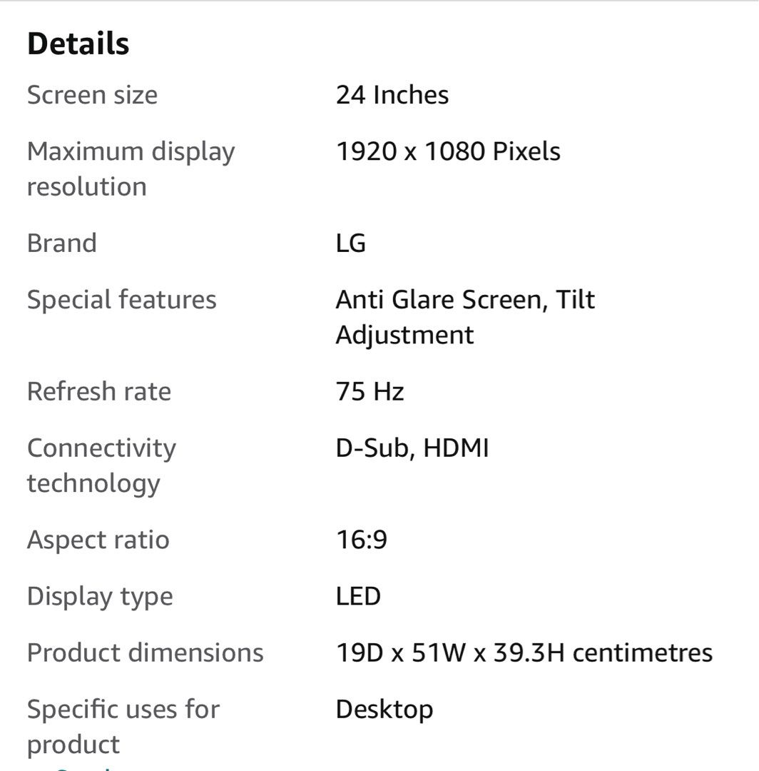 Lg Computer Screens Size LG 24 inch IPS monitor, Computers & Tech, Parts & Accessories, Monitor ...