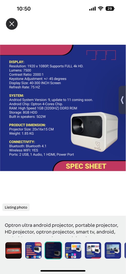 Ultron Projector like new Optron Ultra projector with built in Android Netflix, Disney+ ...
