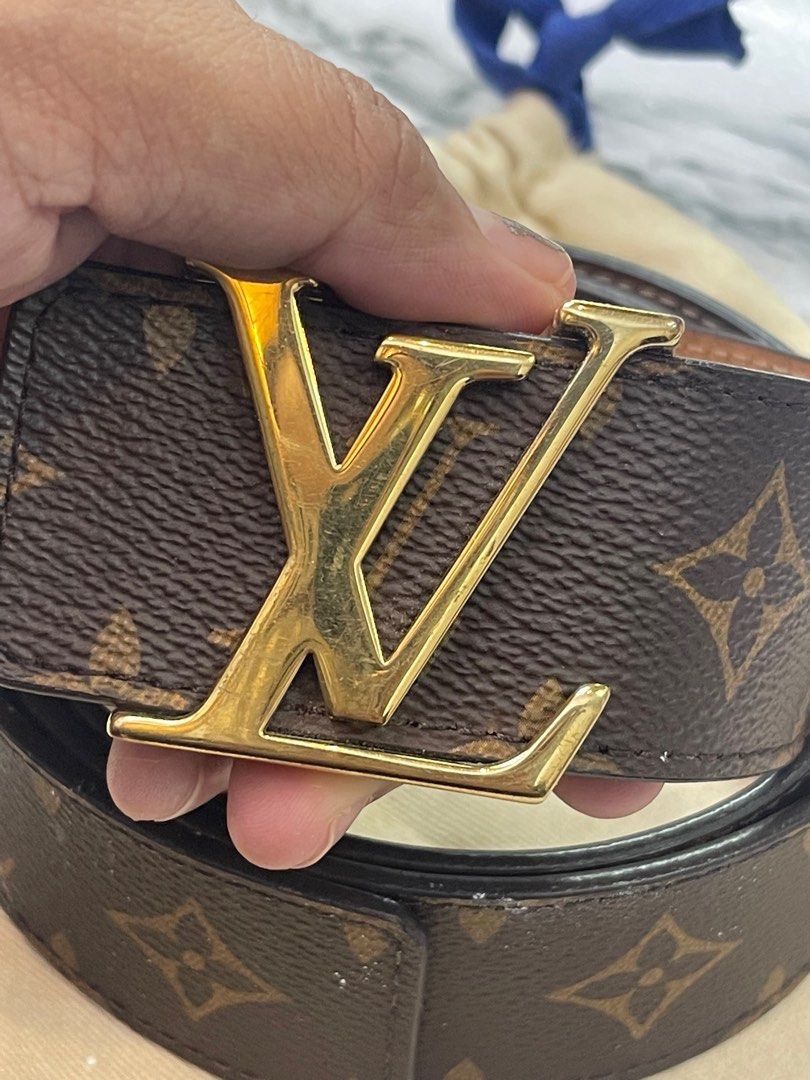 Louis Vuitton Silver Monogram Mirror Leather Initiales Belt Size