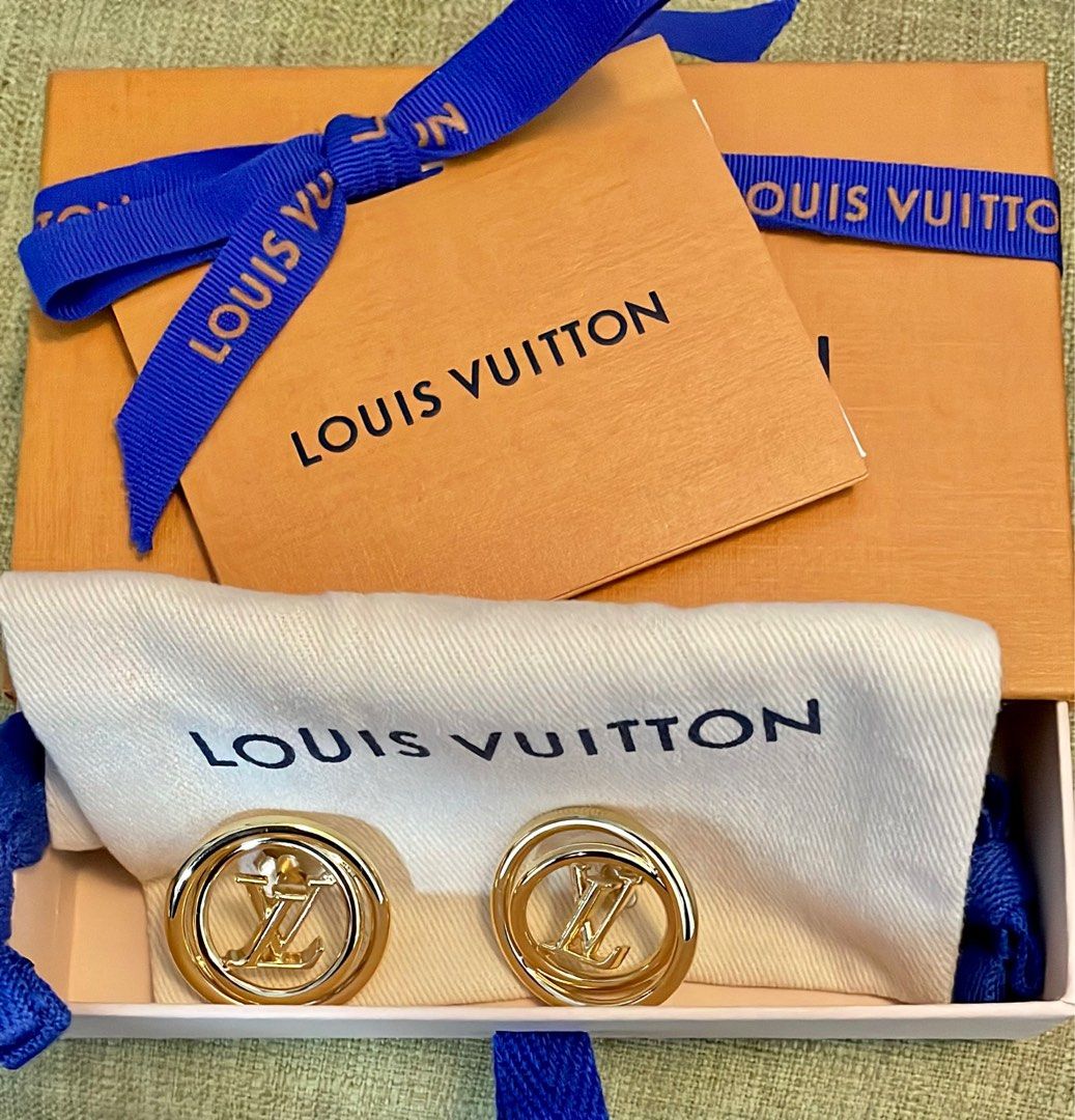 Vintage Louis Vuitton Monogram Earrings Medium Gold 4cm