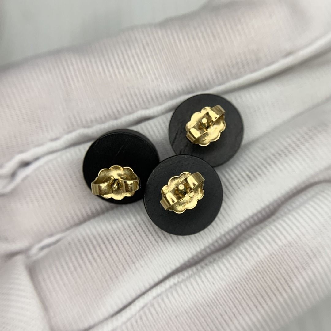 Louis Vuitton Sylvania M65938 Wood Gold Plated Earrings Stud Set of 3 Black