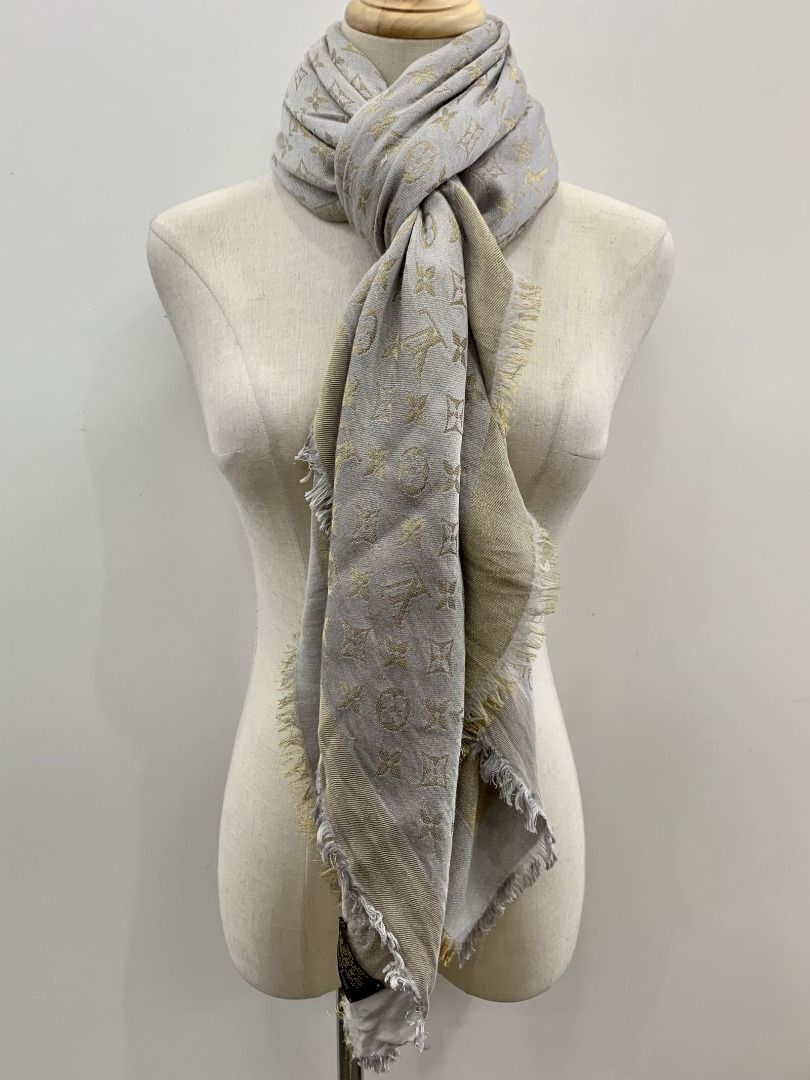 Louis Vuitton LV Stole Shawl Monogram Gray Large format 138cm x