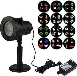 (M7208) Projector Light 12 Pattern Garden Lamp Lighting Outdoor & Indoor Waterproof Sparkling Landscape Projection Light for Christmas Halloween Holiday Home Decoration Wall Motion Decoration, SG 3 pin plug