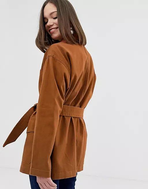 Monki belted outlet coat