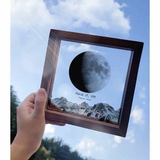 Moon Phase of your date of birth Customised Floating Frame Print Birth Dates Birthday Gift Present Printing Standing Frame Wooden Frame Anniversary Special Gift