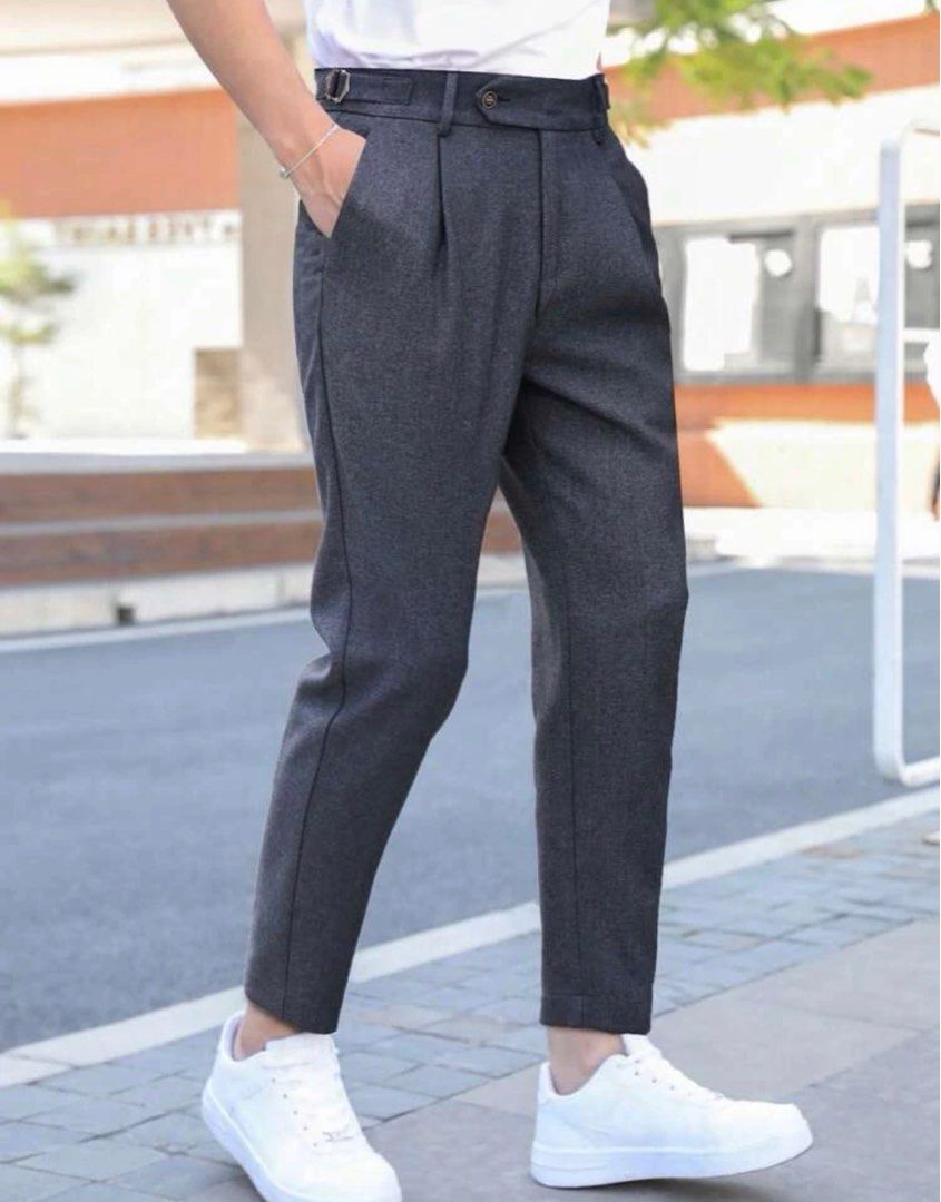NEW Shein Men Fold Pleated Detail Slant Pocket Suit Pants Women s