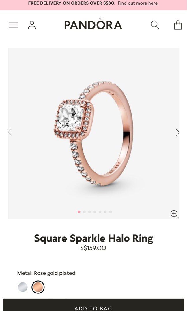 Pandora square rose gold ring cheap