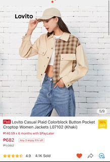 plaid cropped button up jacket