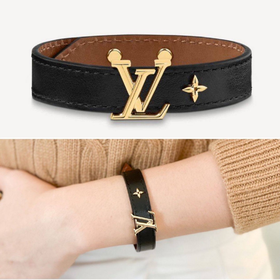Louis Vuitton LV Iconic Leather Bracelet Red Calf. Size 19