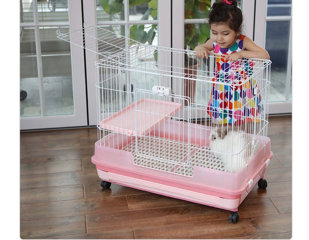 Riyoka luxury rabbit cage (pink) (negotiable), Pet Supplies, Homes
