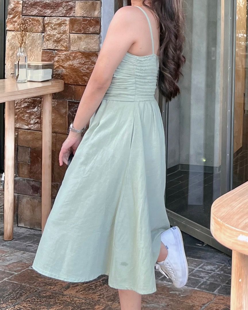 Sage green midi dress, Women's Fashion, Dresses & Sets, Dresses on
