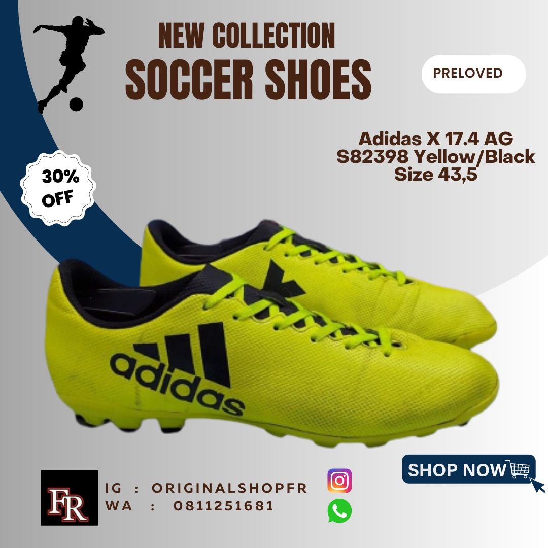 Sepatu Bola Adidas X 17.4 AG S82398 Yellow Black Size 43 5 Olah