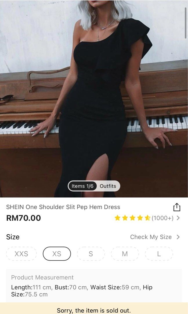 One shoulder slit pep hem dress discount