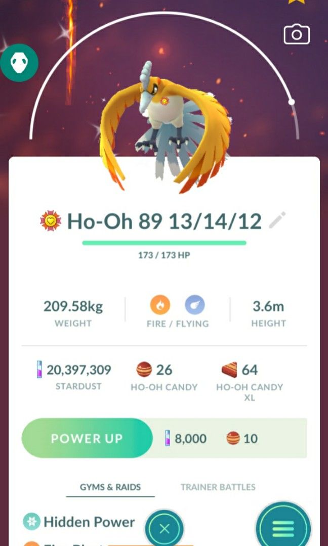 Shiny Ho- Oh pokemon go (Registered or 30 Days)