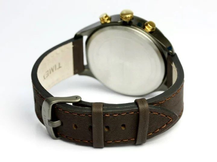 Timex 20mm 深啡色皮錶帶IQ Fly Back Chronograph T2N931 包平郵, 男