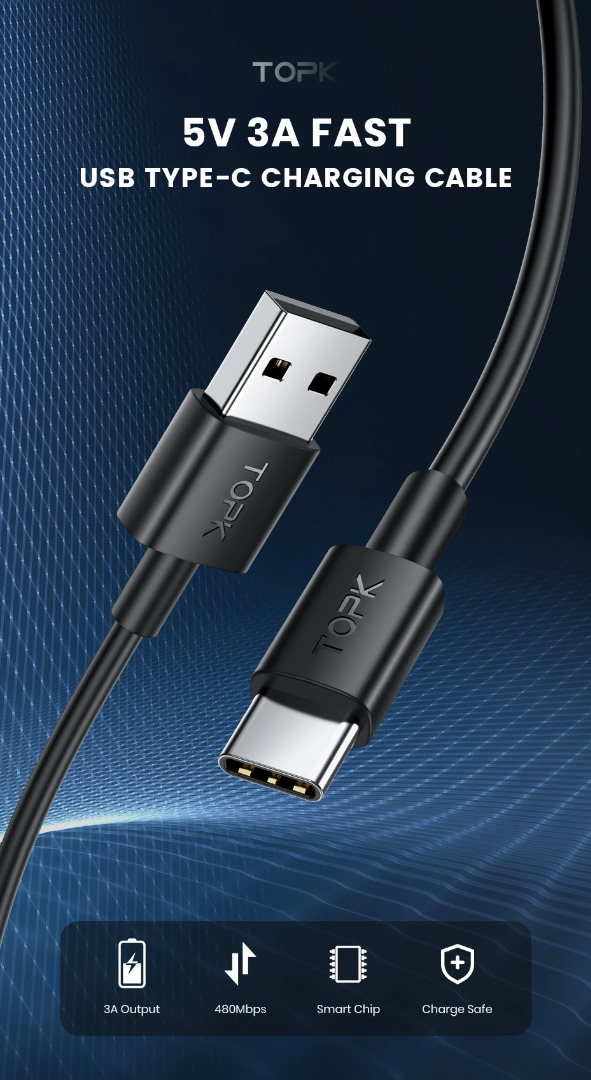 TOPK USB C 3A 1M Fast Charge High quality 3.0 USB for Fast Charging ...