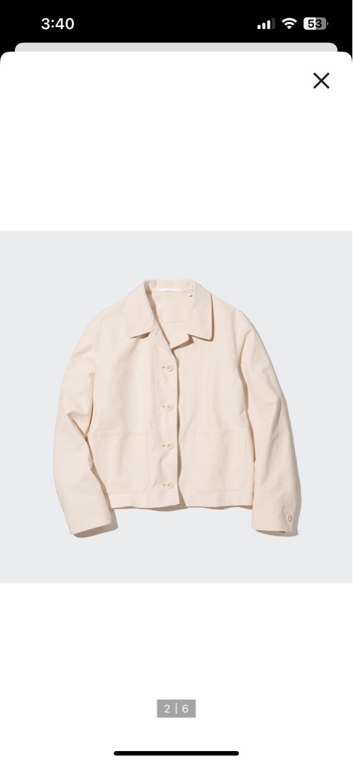 Uniqlo Jersey Short Jacket Off White Medium, Women's Fashion, Coats