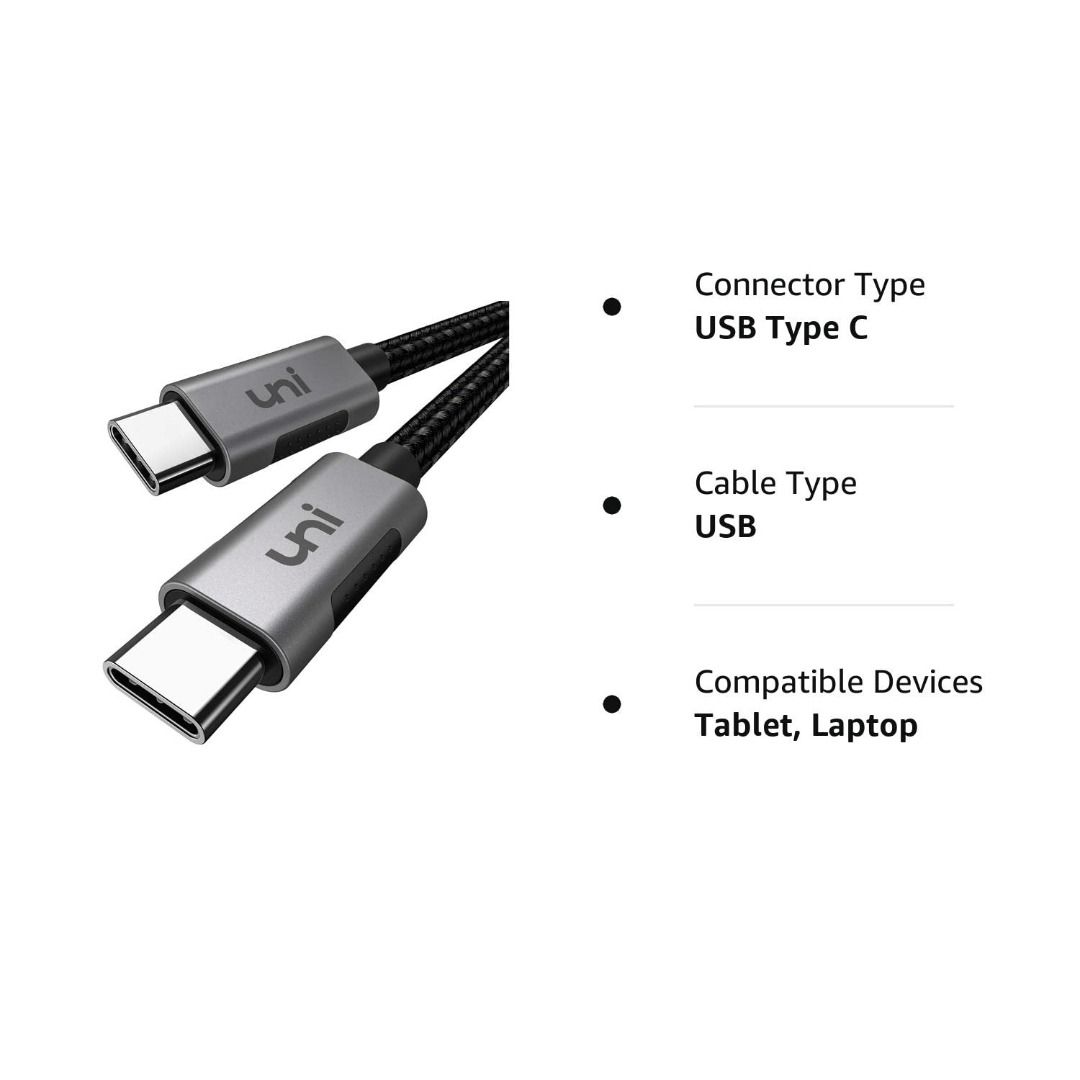  uni USB C Cable 100W 10ft, Nylon Braided USBC to USBC
