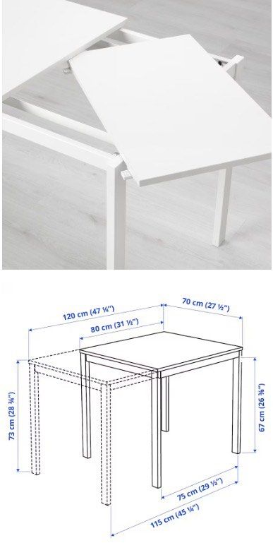 EKEDALEN Table extensible, blanc 80/120x70 cm - IKEA