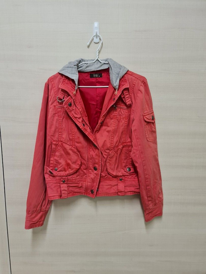 Veeko Denim Orange red Denim jacket S M