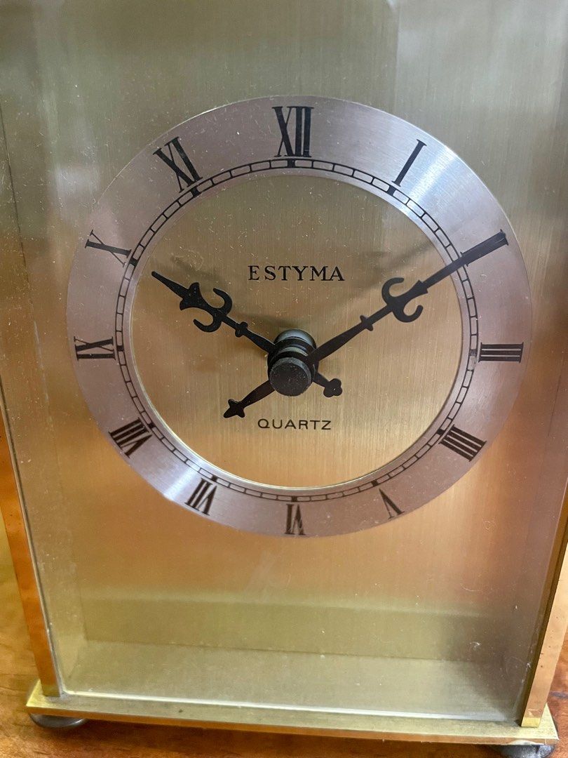 Vintage " ESTYMA " West German Solid Brass Carriage Clock Side Embossed