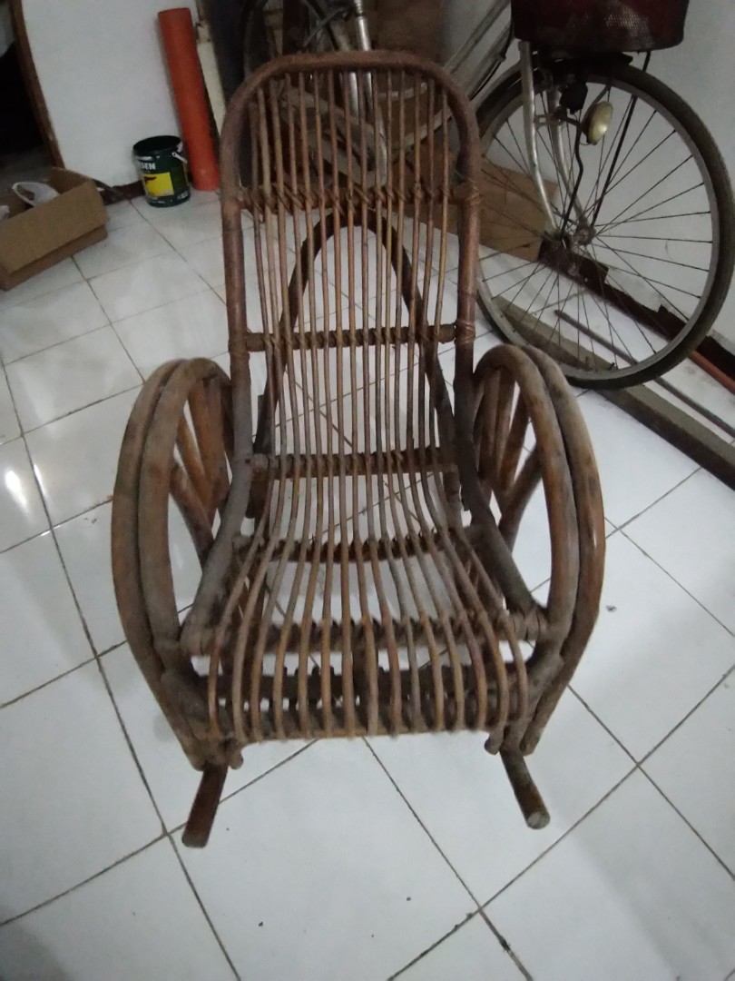 Vintage Antique Bamboo Rattan Rocking Chair Philippine Made