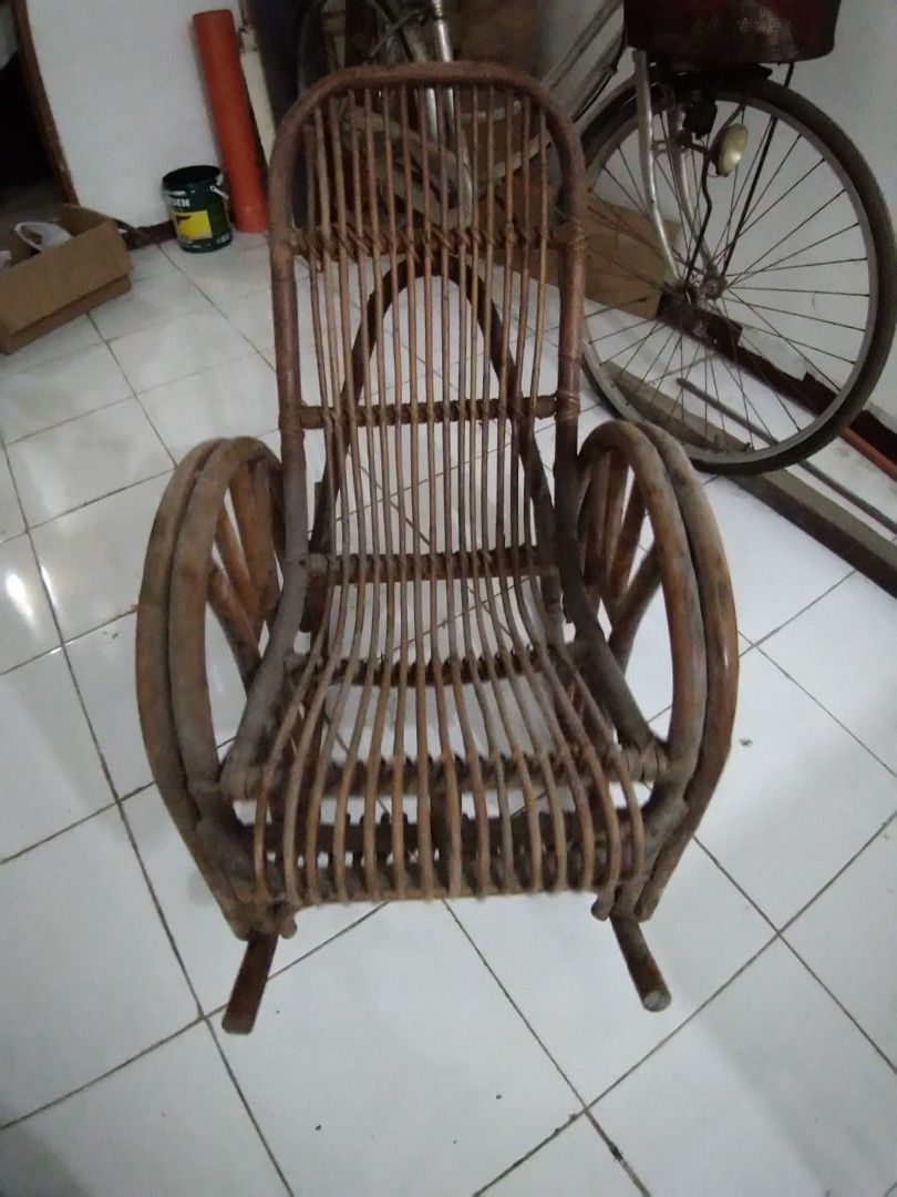 Vintage Antique Bamboo Rattan Rocking Chair Philippine Made