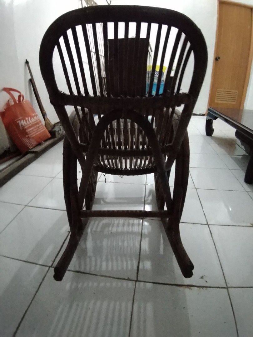 Vintage Antique Bamboo Rattan Rocking Chair Philippine Made
