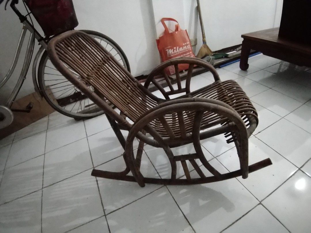 Vintage Antique Bamboo Rattan Rocking Chair Philippine Made