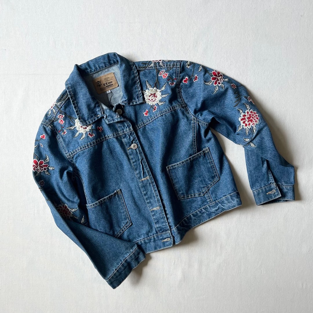 Vintage Embroidered Denim Jacket, Women's Fashion, Coats, Jackets and ...