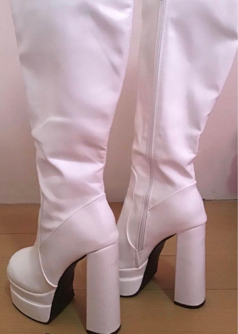 White Knee High Platform Boots cottagecore e girl Women s Fashion