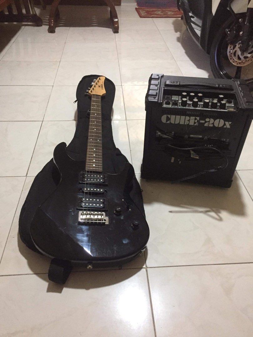 YAMAHA Electric Guitar with amplifier (Category: Musical Instruments) located in Paranaque City. Submitted by lilacbyastrid (Listing ID 1233000848, Image 1). Description: twice or thrice lang nagamit since stock lang sya dito sa house bought in spain .