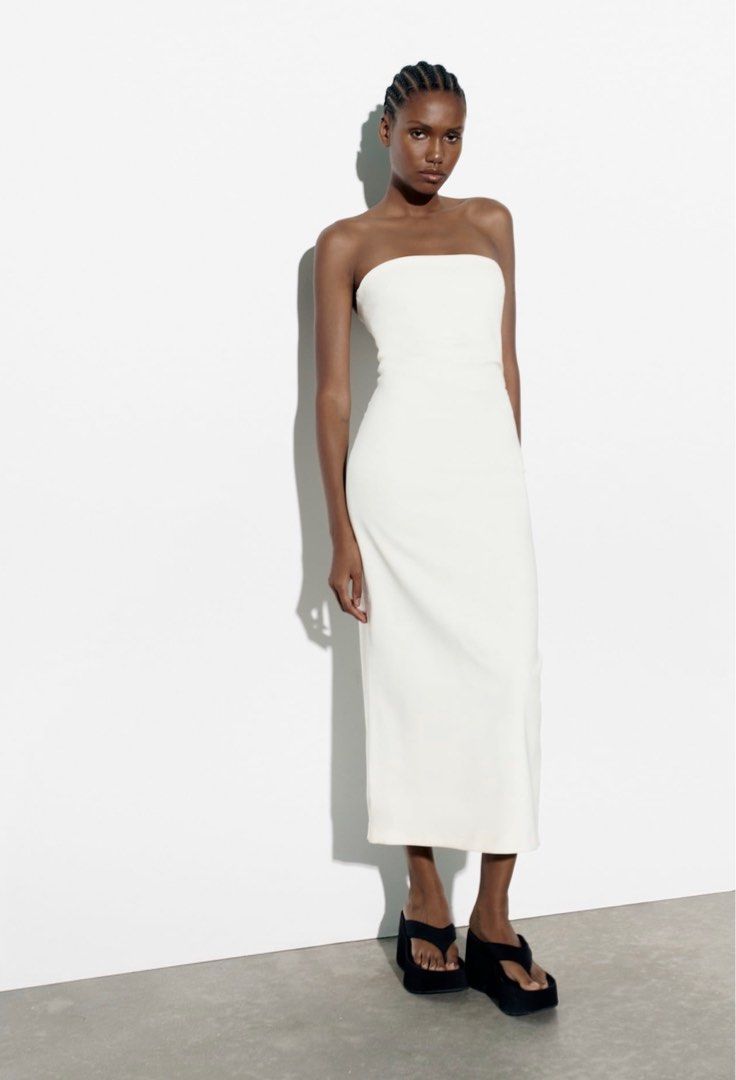 ZARA White MIDI Dress Women s Fashion Dresses Sets Dresses on