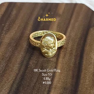 18K Saudi Gold Cameo Lady Ring