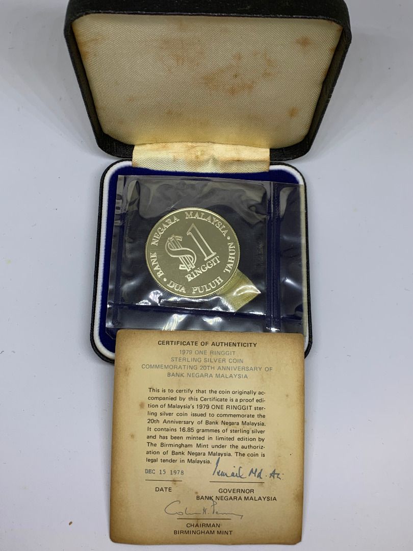 1979 Malaysia $1 Ringgit 20th Anniversary of Bank Negara Malaysia ...