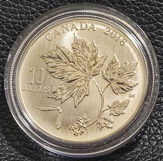 2016 Canada $10 pure silver maple leaves coin.