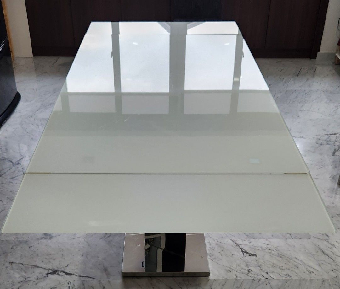 8 Seater (Expandable to 10 Seater) Glass Top Dining Table, Furniture