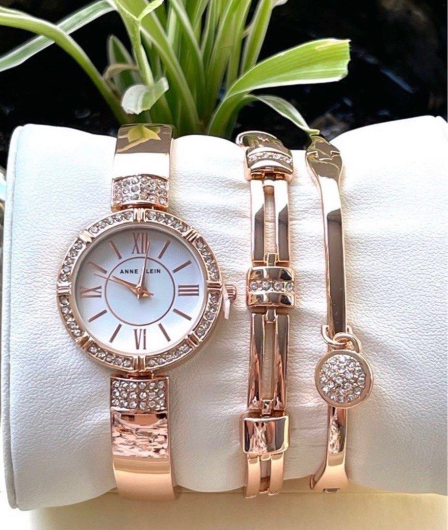 Anne klein rose goldtone store and silvertone bangle set