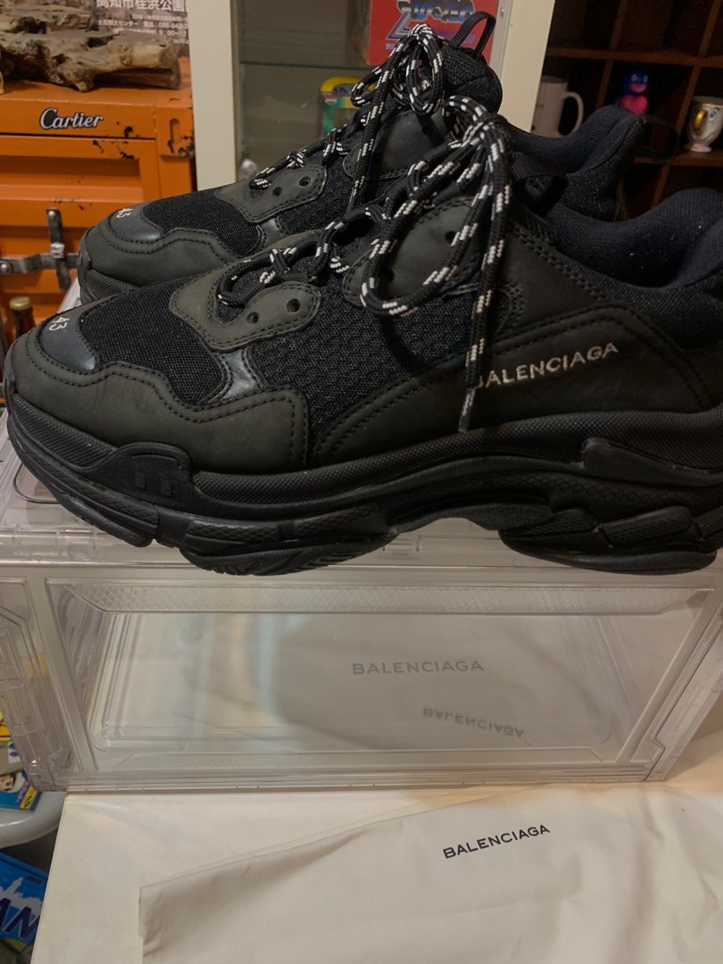 巴黎世家Balenciaga Triple-s 黑色43號義製, 他的時尚, 鞋, 休閒鞋在