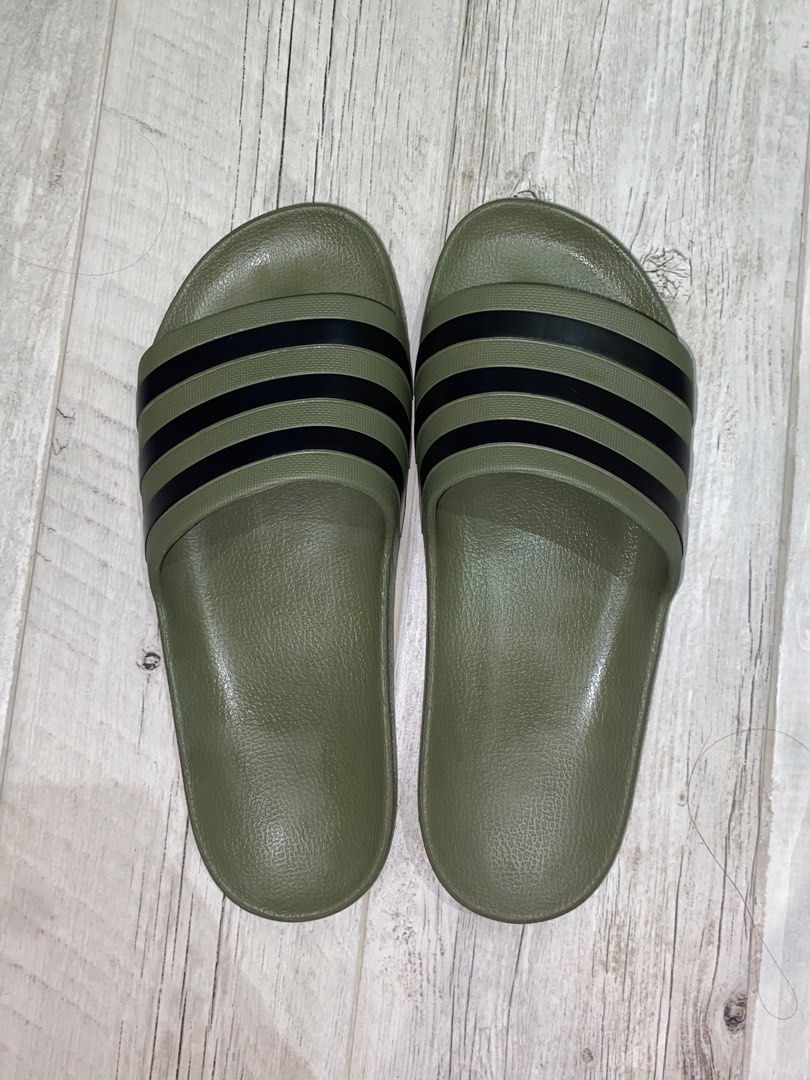 Adidas Slides (Olive Green), Men's Fashion, Footwear, Flipflops and